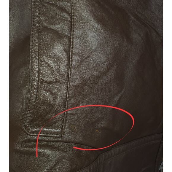 Vtg Nexus Dark Brown Leather Fur Lined Bomber Aviator Jacket Coat Buckles Men 3X - Picture 12 of 16